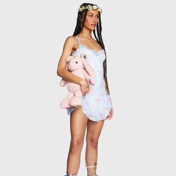 Floral Mini Dress with Bows and Front Gathered Slits - Picture 10 of 10